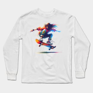 Skatergirl on Skateboard Long Sleeve T-Shirt